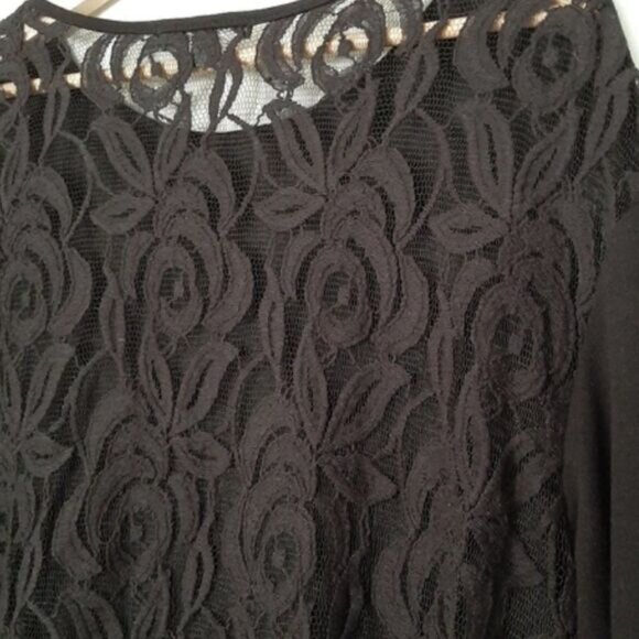 GREEN ENVELOPE Los Angeles SemiSheer Lace Back Top Black Sz M - Picture 11 of 14
